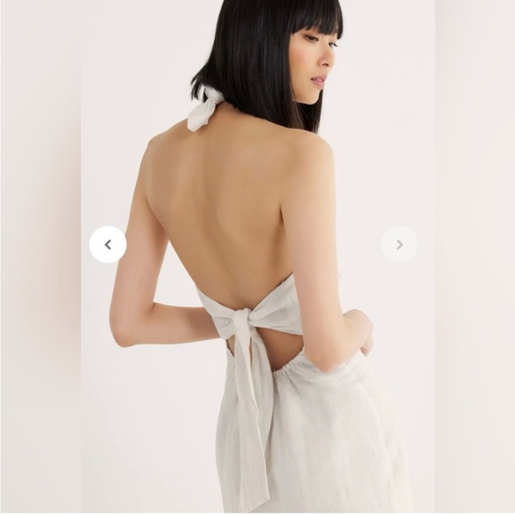 Delphine Maxi Cream Halter Linen Summer Dress - Picture 4 of 4